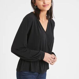 Banana Republic Petite Black Wrap Top (Size XSP)